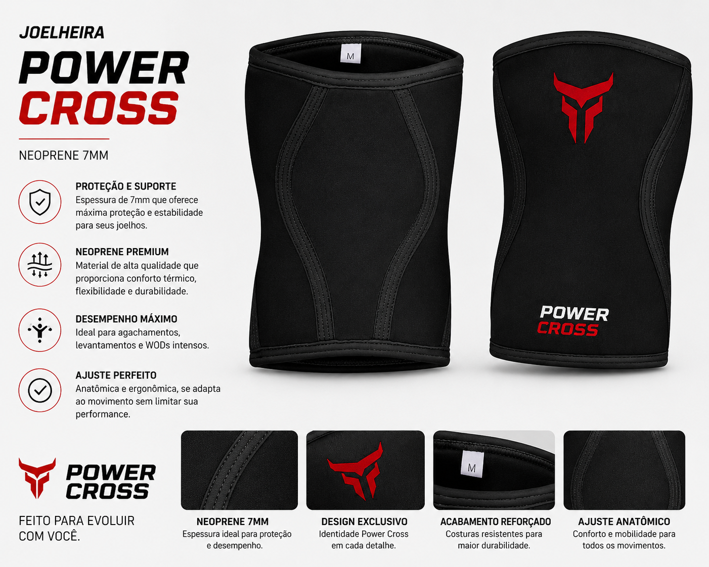 Joelheira Neoprene 7mm Reforçada Lpo