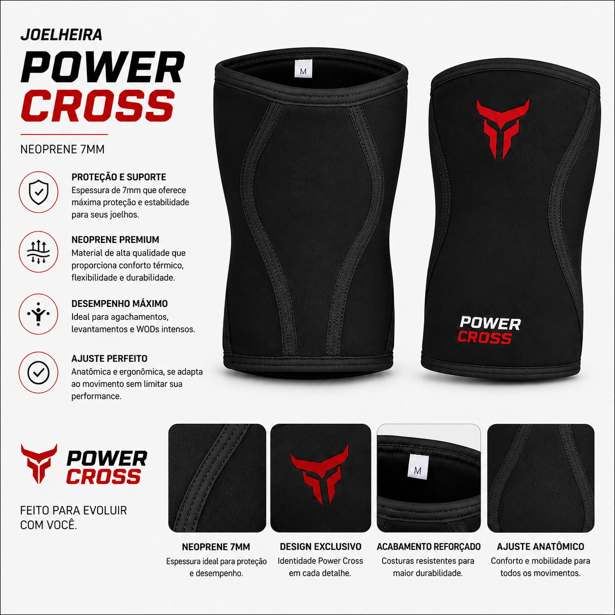 Joelheira Neoprene 7mm Reforçada Lpo