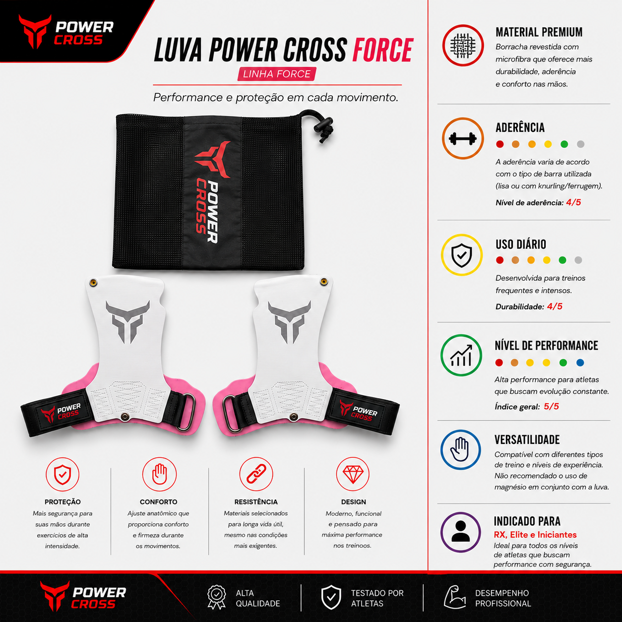 Power Cross FORCE Rosa c/Branco